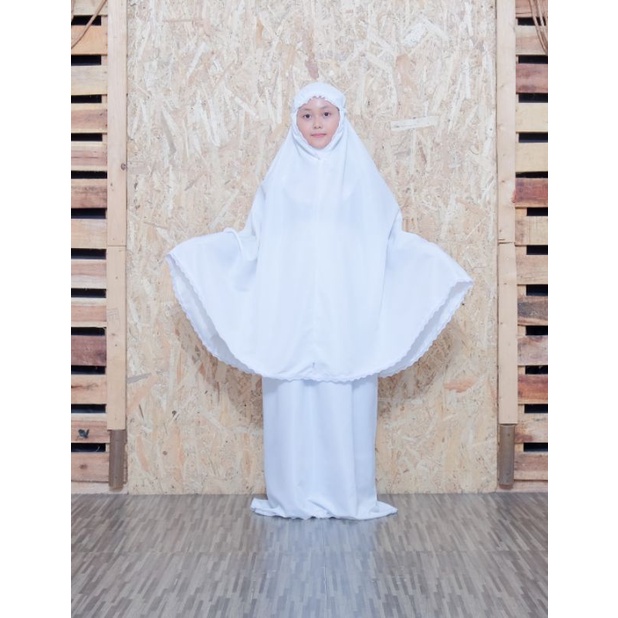 Mukena Katun Polos Anak Renda Mukena SABRINA by Nazwa Umur 7-9 Tahun