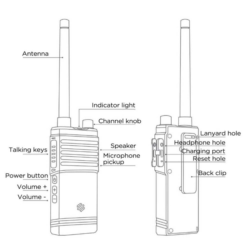 Walkie Talkie HT 16 Channels USB Rechargeable 3350mAh 5KM Jack 3.5mm