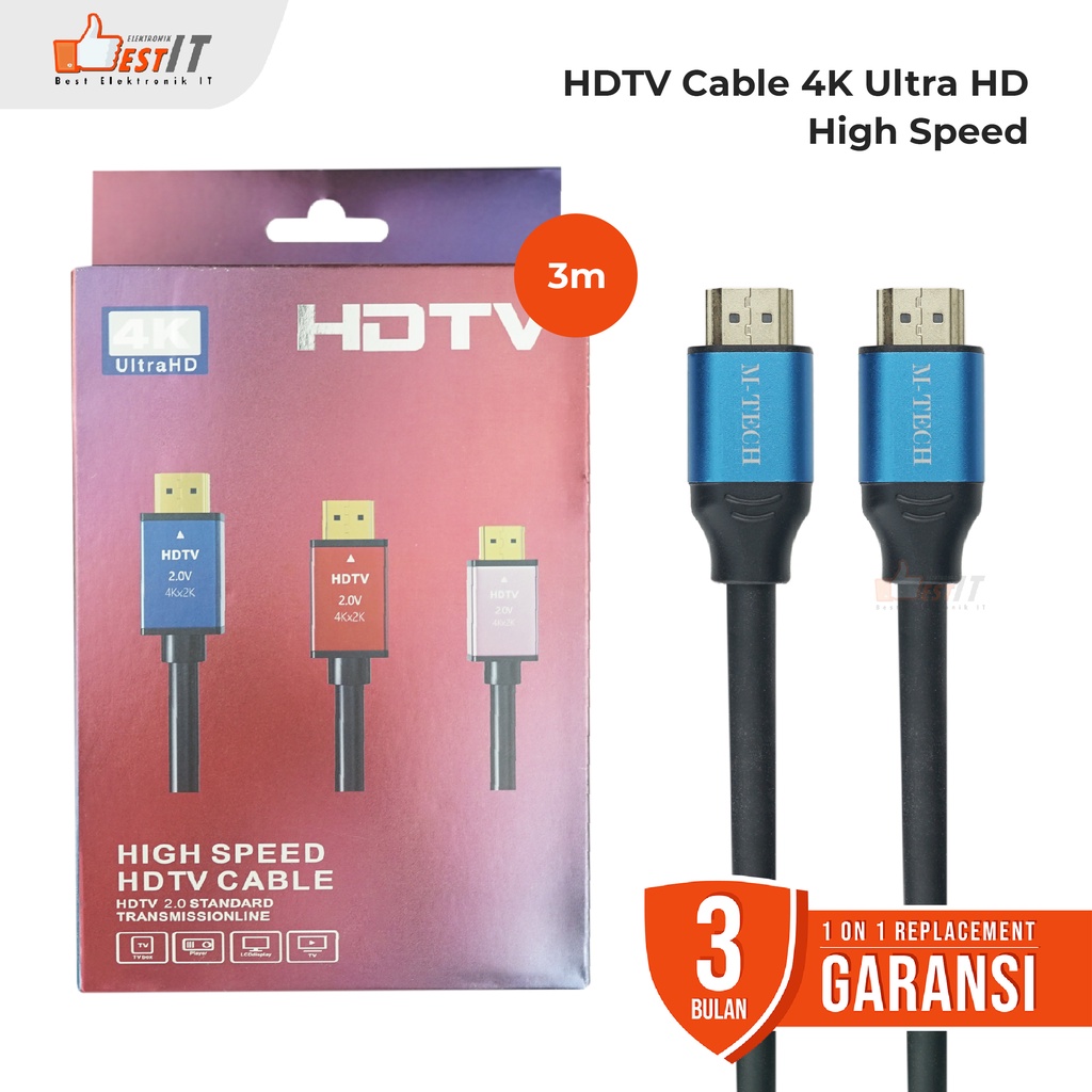 Kabel HDMI 2.0 4K Gold Plated Male to Male untuk HDTV LCD Projector