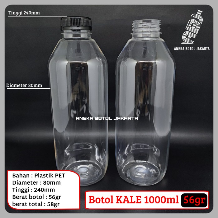 Botol plastik KALE 1000ml berat 56gr tebal bening / botol plastik 1 liter