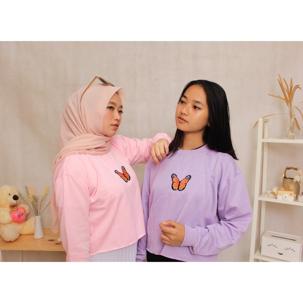 [COD] CROOP  TOP BUTERPLAY BORDIR // SWEATER CROP TOP WANITA