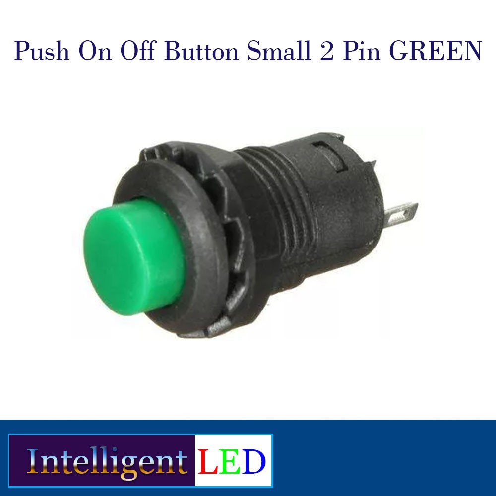 Push On Off Button Small 2 Pin GREEN