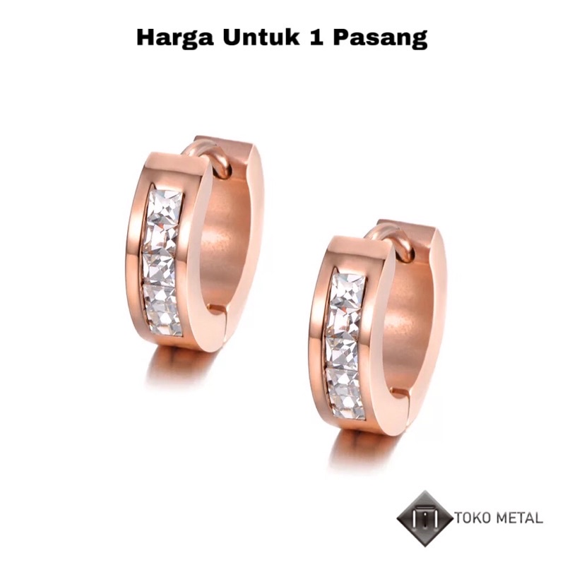 Anting Titanium Klip/Tindik Mata Untuk Wanita Anti Karat [ Toko Metal ]