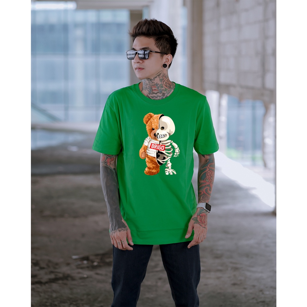 BRIGO Kaos Lengan Pendek Bear Two Face II Kaos Distro BRIGO Beruang Two Face II Kaos Katun Combed M-XL ( Pria &amp; Wanita )