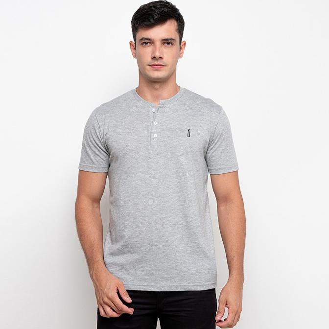 Kaos Henley Pria Smith Berlin Day One Henley Grey