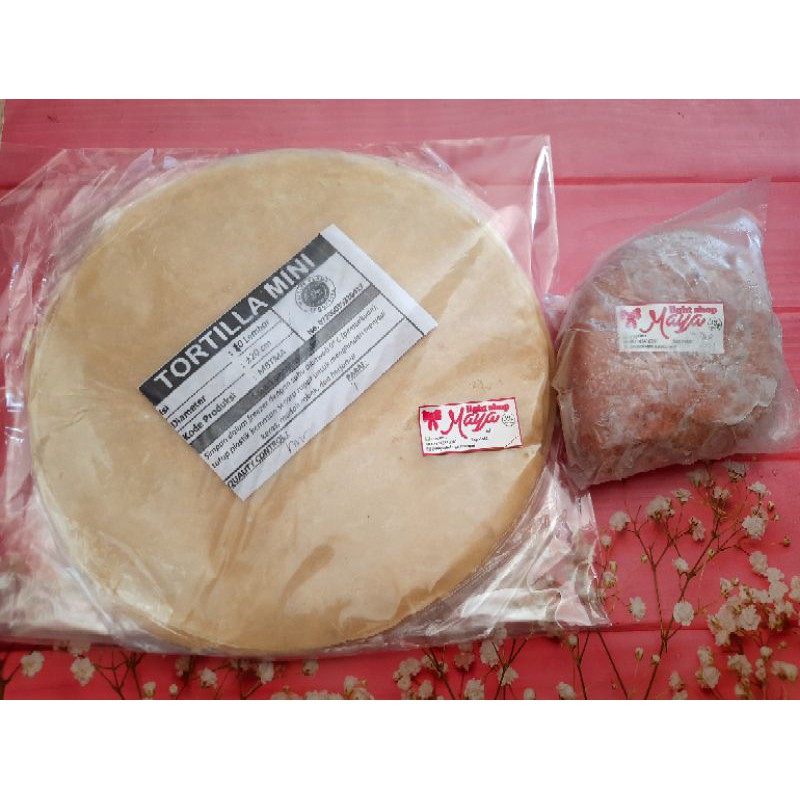 Paket Bahan Kebab tortilla 10lembar daging kebab 200gr Halal MUI tortila