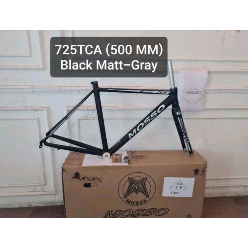 Frame Roadbike Mosso 725TCA Size 500mm Warna Hitam Gray . Rangka Sepeda Balap Road Bike 725 TCA Size Ukuran 50cm 500 mm Alloy