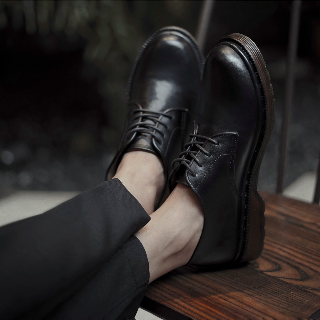 ALVA BLACK (KULIT ASLI) |ManNeedMe x Kenzio| Sepatu Pantofel Pria Derby Shoes Formal ORIGINAL