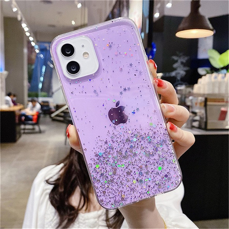 Casing Oppo A15 A11 A5 A9 2020 A5s A3s A12 A7 A11K A15S A92 A52 A53 A33 2020 Reno 4 4F 4Lite 4pro A12e A72 A31 F9 F9pro F11 F11pro F7 A37 A1K A32 A93 F17pro Glitter Bling Soft Cover-Y5(Purple)