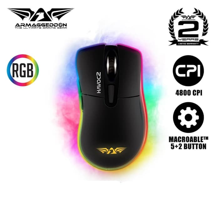 ARMAGGEDDON HAVOC 2 - Garansi Resmi 2 Tahun - Mouse Gaming 4800 CPI