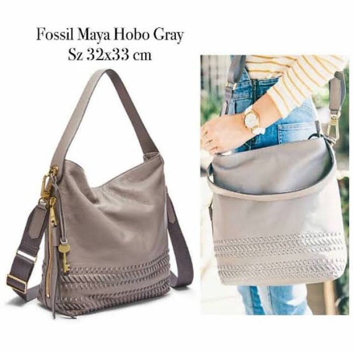 Jual Tas Wanita ORIGINAL Fossil Maya Hobo Grey NWT