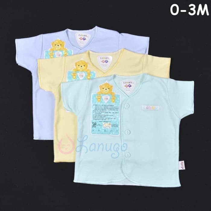 Libby Baju Lengan Pendek Bayi Polos Newborn 0-3m - Libby Baju Bayi