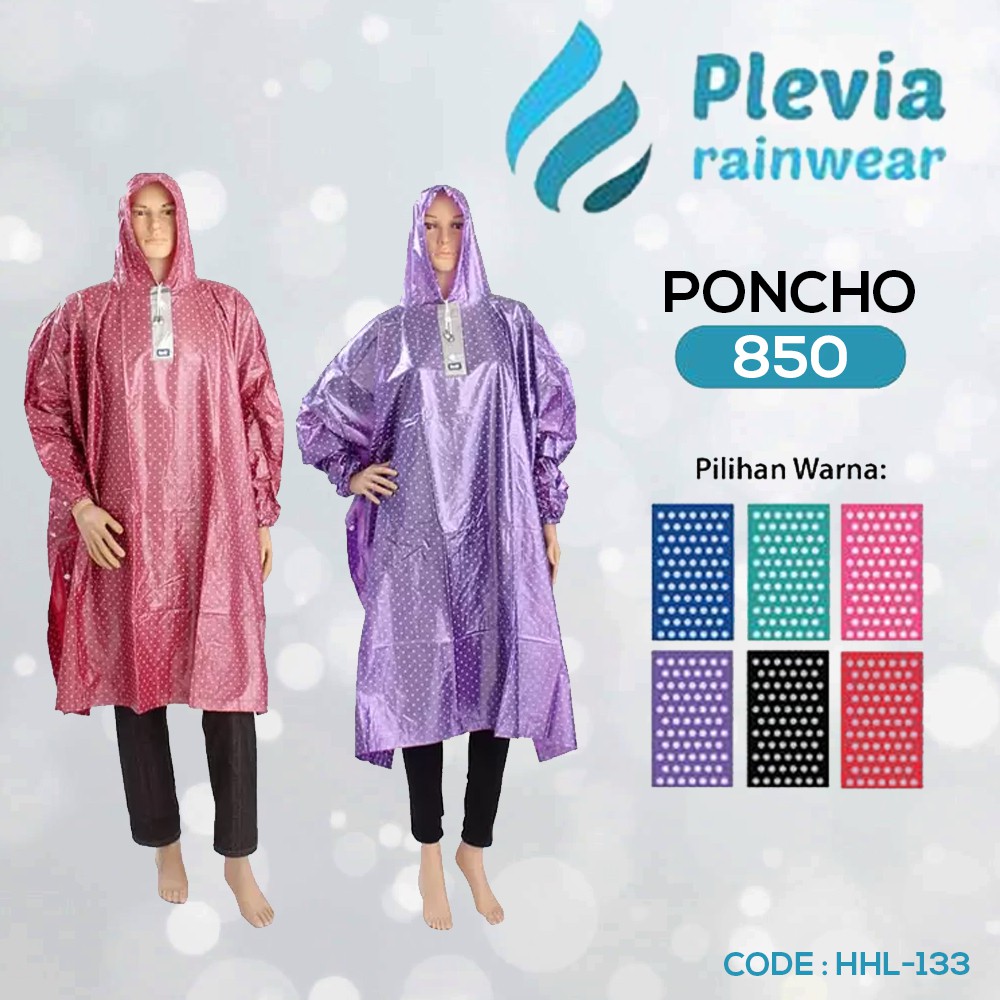 HHL-133 | PLEVIA 850 - Jas Hujan Ponco Pop Plus Magic Pocket - Poncho Motor Lengan Polkadot Unisex