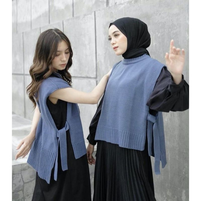 Vest Rompi Rajut Tali Outer Wanita Premium dan Murah