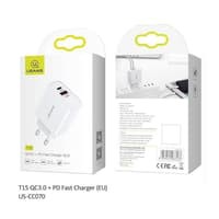 USAMS T15 Charger hp adaptor QC 3.0 + PD Fast Charging Qualcomm 18W