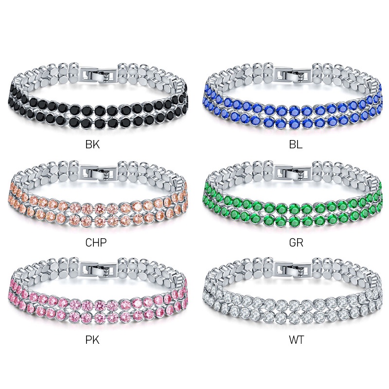 Gelang Rantai Kristal Cubic Zirconia Warna-Warni Untuk Wanita