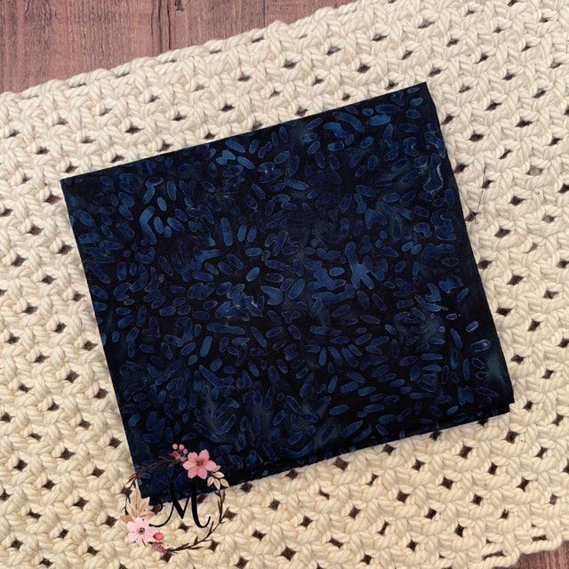 Perca kain katun batik bali - batik smoke -  navy