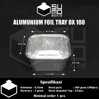 Alumunium foil tray OX 100 tanpa tutup / cup OX-100 macaroni schotel / pastel tutup