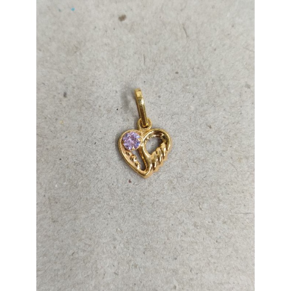 liontin love mata pink pinggir 1/2 gram emas muda