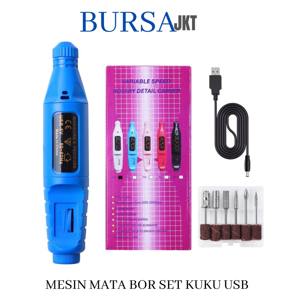 BOR MINI ELEKTRIK SET  NAIL DRILL GRINDING MANICURE MESIN KIKIR AMPLAS KUKU LISTRIK ART USB