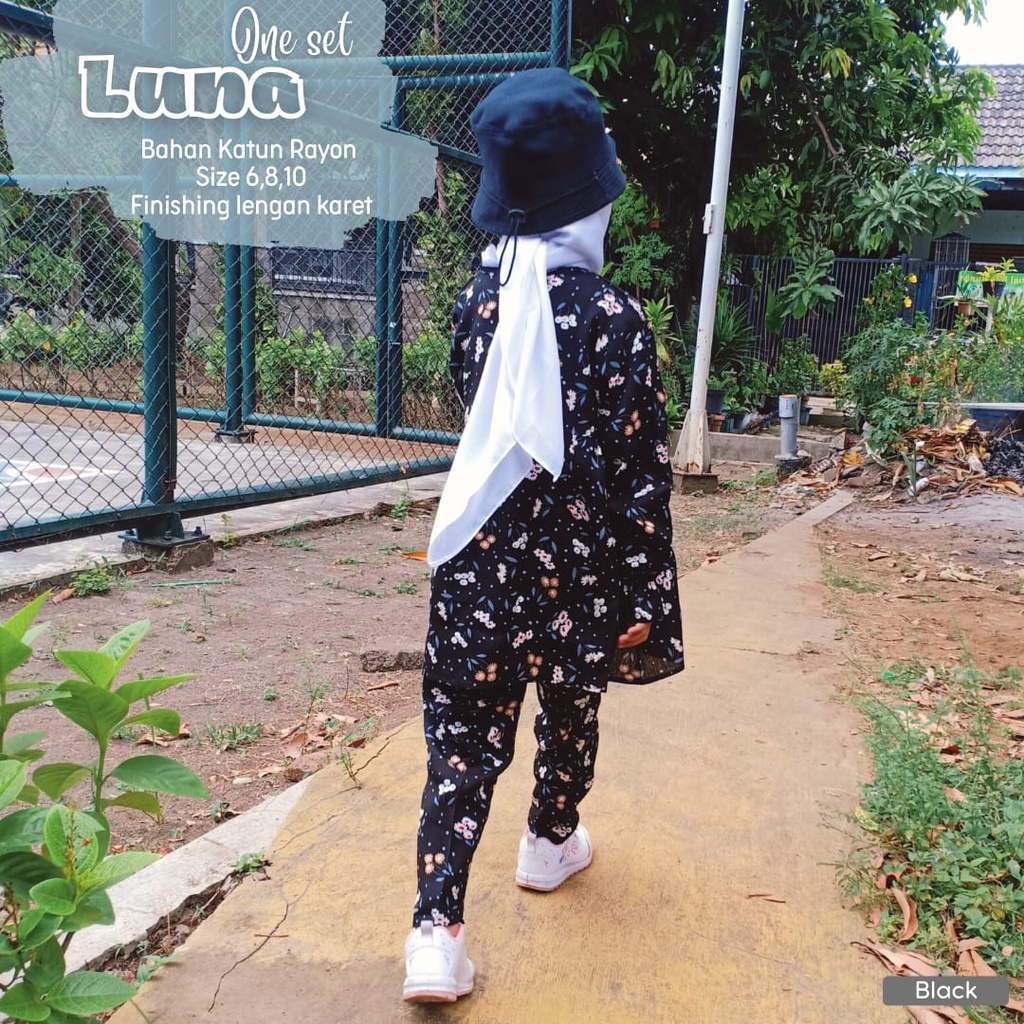 Termurah!!! One Set Anak Piyama Anak Motif Luna Baju Setelan Bahan Katun Rayon Premium Nyaman Dipakai | Bisa Cod