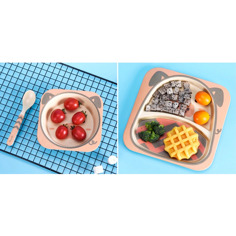 Set Alat Makan 5 in 1 Karakter Hewan Lucu / Lunch Plate Kids / Set Alat Makan Anak