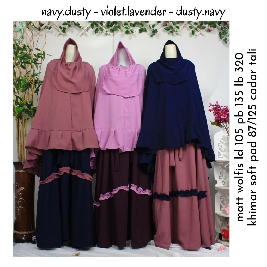 GAMIS WOLFIS SET CADAR khimar kriwil serut bawah HAGIA PREMIUM NIQOB PURDAH TERBARU