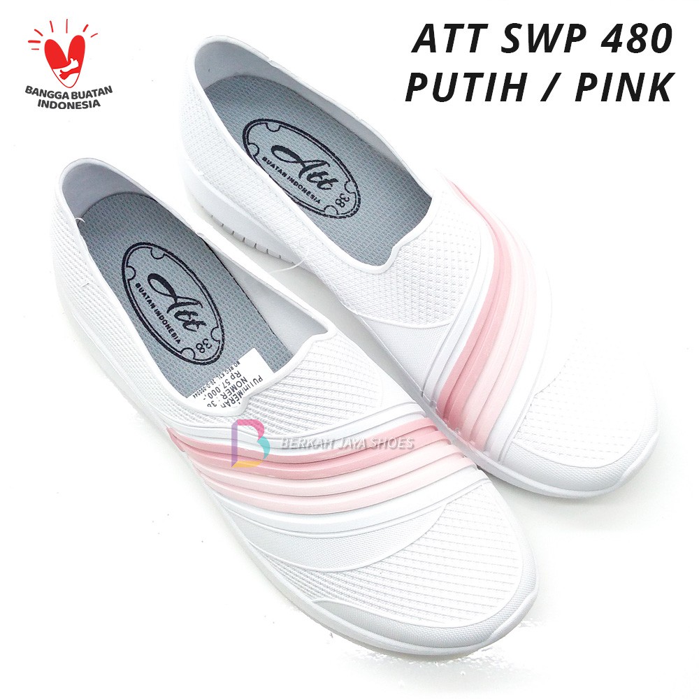 Sepatu Karet Wanita - Sepatu Slip On Karet Wanita ATT SWP 480 Putih - Anti Air &amp; Anti Slip