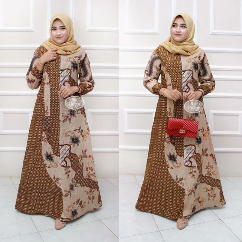 BAJU GAMIS BATIK WANITA - BAJU BATIK GAMIS ALLSIZE JUMBO model terbaru