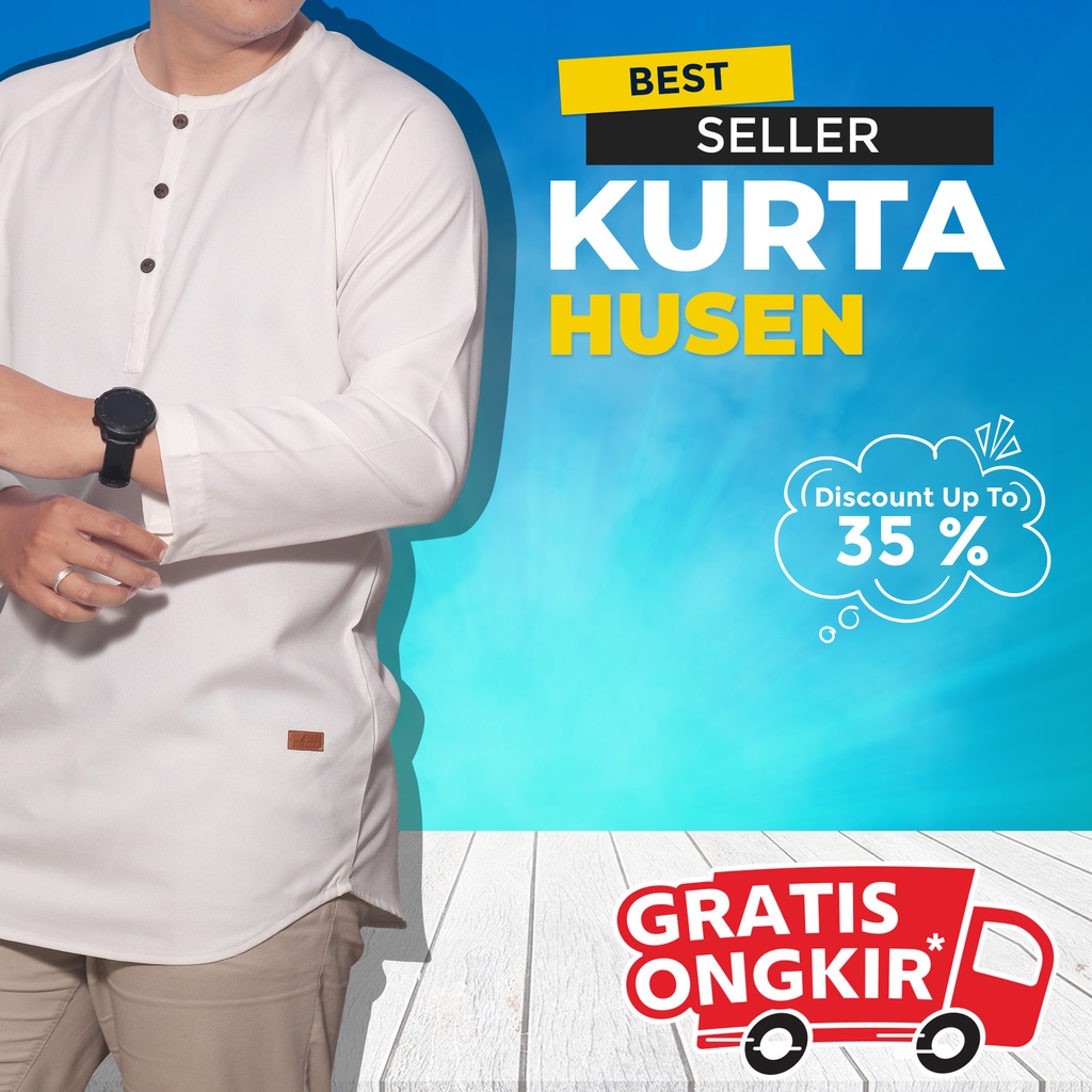 Baju koko kurta Premium putih lengan panjang Ikhwan Pria Dewasa Pakistan AL Mia Polos Ukuran 3XL A9
