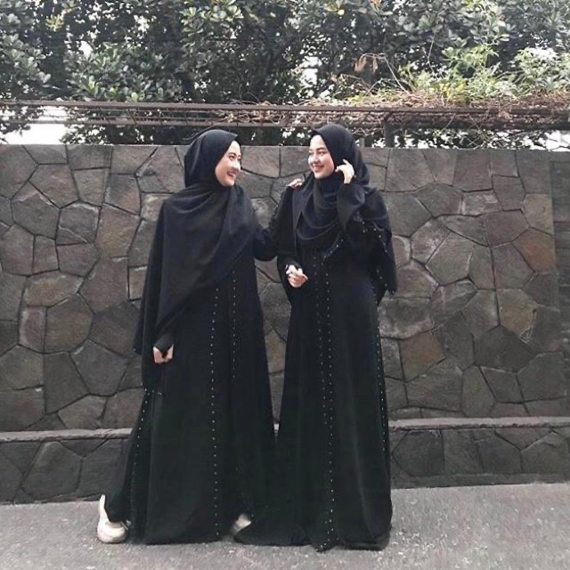 ABAYA JETBLACK GERAI ALIYAH / ABAYA PEARL / SET ABAYA