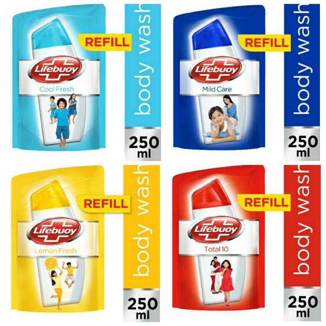 Lifebuoy body wash refill 250 ml//body wash botol 300ml