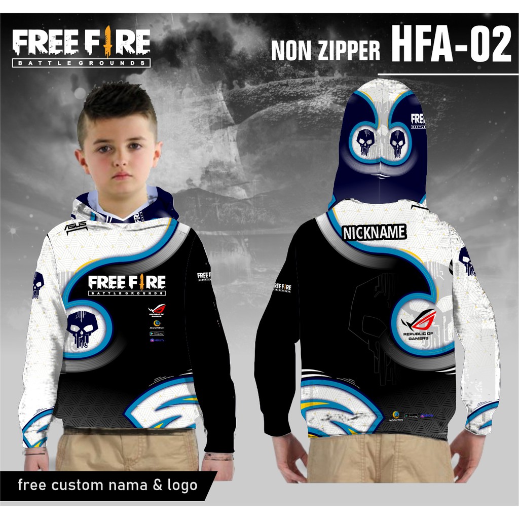 Jersey hoodie free fire anak baju ff kaos game lengan panjang