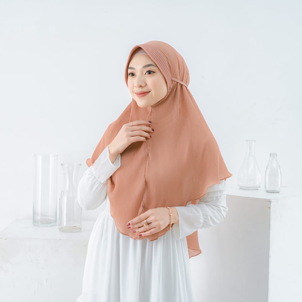 B004  Bergo Plisket tali Maryam plisket Ceruty Babydoll hijab instant plisket Pet Tali Bergo