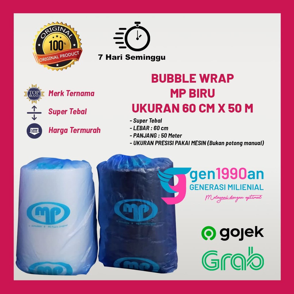 

Plastik Bubble Wrap 50mx60 cm sgt Tebal Mulia Pack Biru Tomang JakBar JunDW