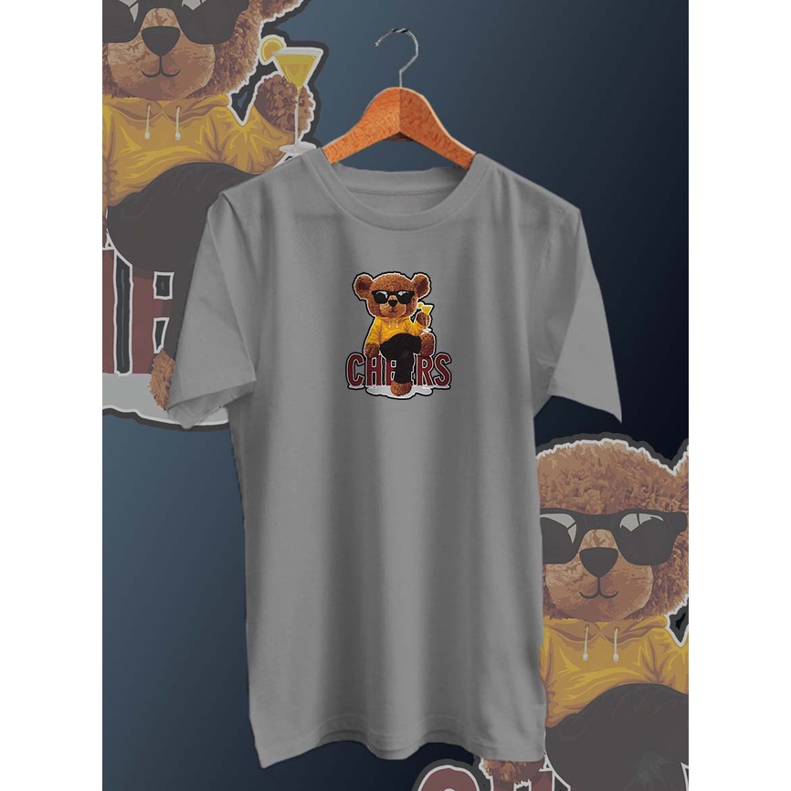 BAJU KAOS DISTRO PRIA BEAR CHEERS /KAOS PRIA/KAOS DISTRO/KAOS MURAH PRIA/UNISEX/COTTON COMBED 30s