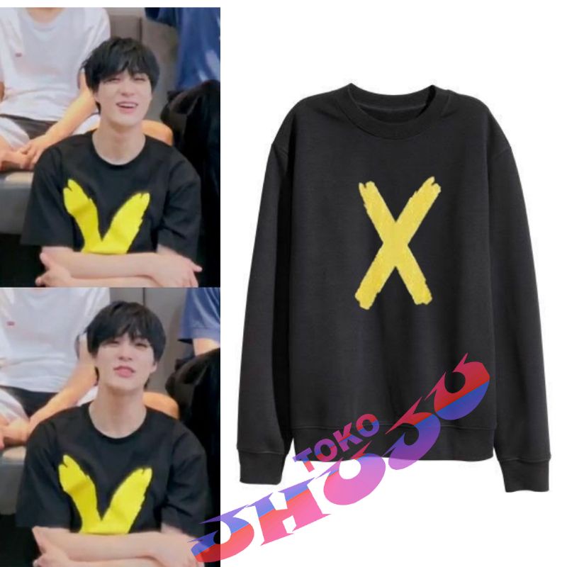 ( VERSI ) Basic Sweater NCT Jeno Style spesial X sablon kuning