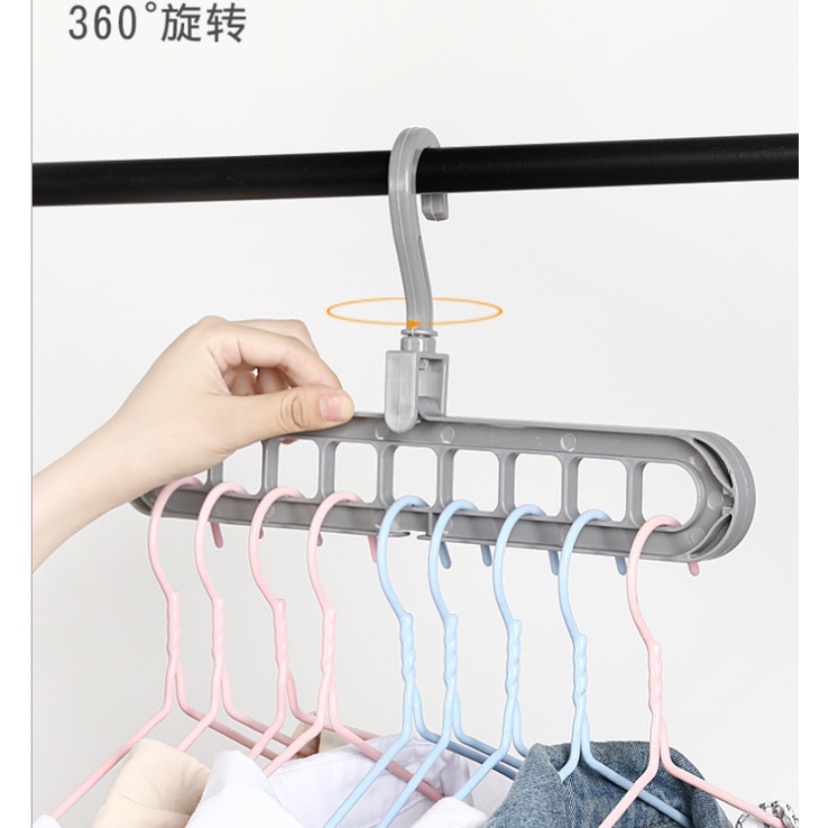 ( BISA COD ) PROMO Hanger 9 in 1 / Gantungan Baju Dengan 9 Lubang Bisa diputar 360 Derajat / Magic Hanger Multifungsional Foldable Hanger / Gantungan Baju Multifungsi / Gantungan Baju Murah