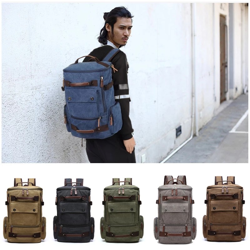 TAS RANSEL KANVAS VINTAGE UNISEX | RANSEL KERJA KANVAS SOLID LEGUMS PREMIUM