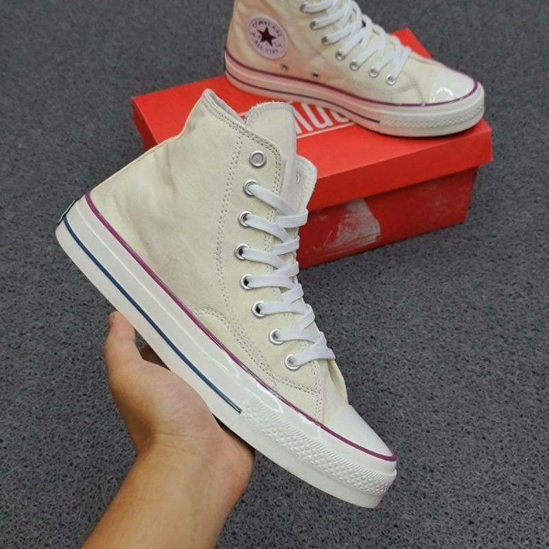 Sepatu converse 70s TINGGI GLOSSY HITAM PUTIH premium-7