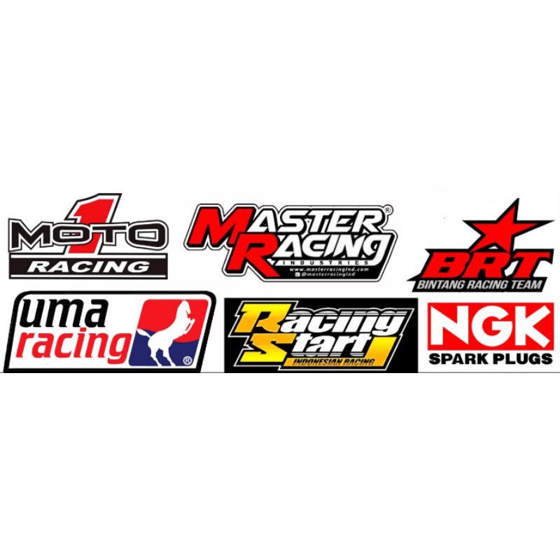 sticker pack racing brt helm variasi uma racing ngk stiker helm dan motor bahan graftac