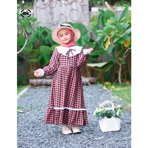 Gamis Feisya / Gamis Anak Perempuan / Gamis Anak / Gamis Kotak kotak / Gamis Junior / Set Gamis Feis