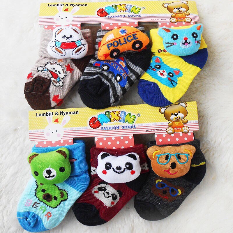 Kaos Kaki Bayi Boneka 3D GAIXIN 1PACK (3 PASANG) kaoskaki Bayi Boneka Gaixin(Bayi Umur 0-1 Tahun)