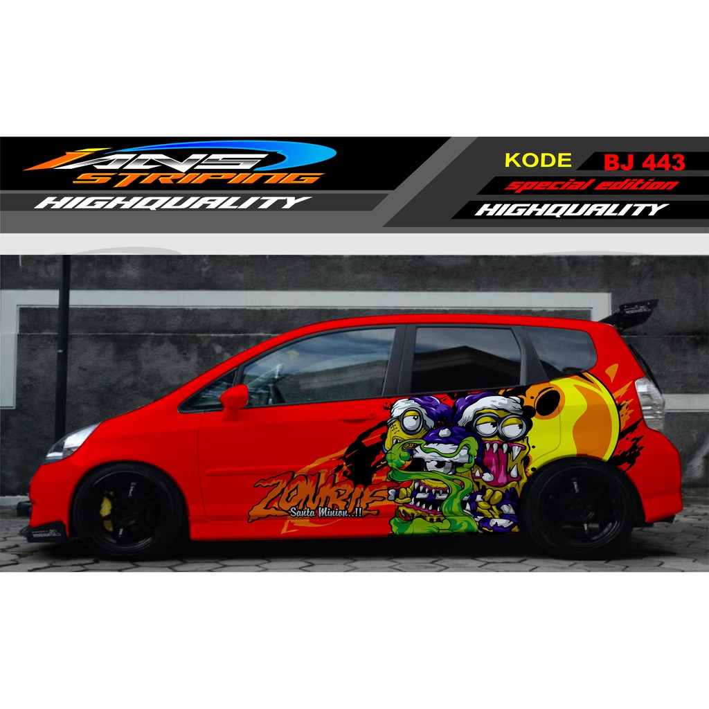 STICKER VARIASI MOBIL JES JAZZ, AGYA, BRIO / DECAL STICKER MOBIL / STIKER MOBIL ANIMASI MINION