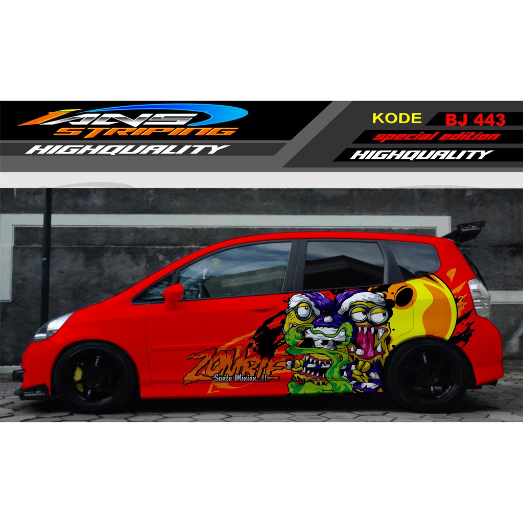 STICKER VARIASI MOBIL JES JAZZ, AGYA, BRIO / DECAL STICKER MOBIL / STIKER MOBIL ANIMASI MINION