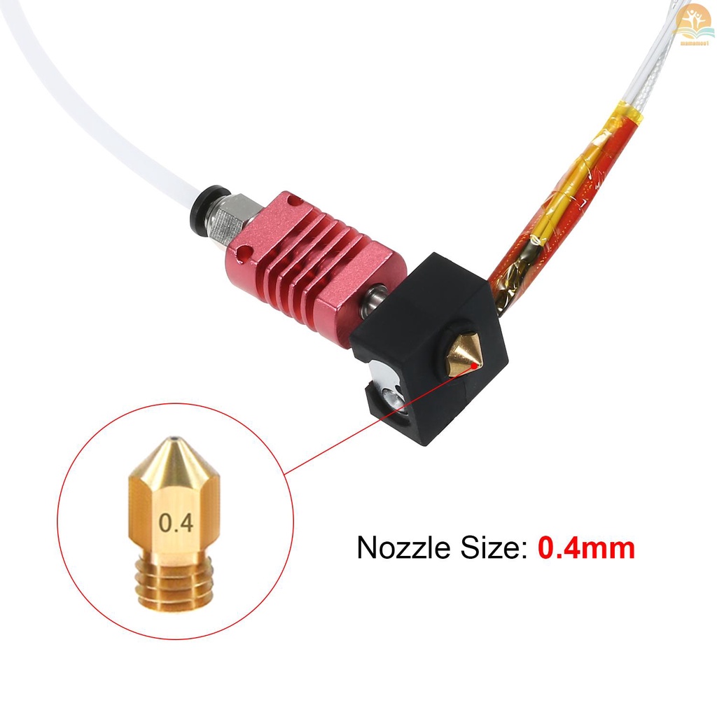 Tronxy 3D Upgrade Parts Assembled MK10 Extruder Hotend Kit with Aluminum Heating Block 0.4mm Nozzle 100K Ohm Thermistor PTFE Tube 24V 50W Compatible with X5SA/X5SAPRO/XY-2PRO 3D Printer