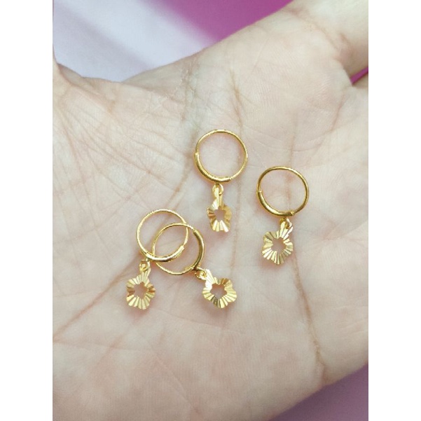 ANTING ANAK/BAYI MODEL KENIP BUNGA PERAK 925 LAPIS MAS 24K