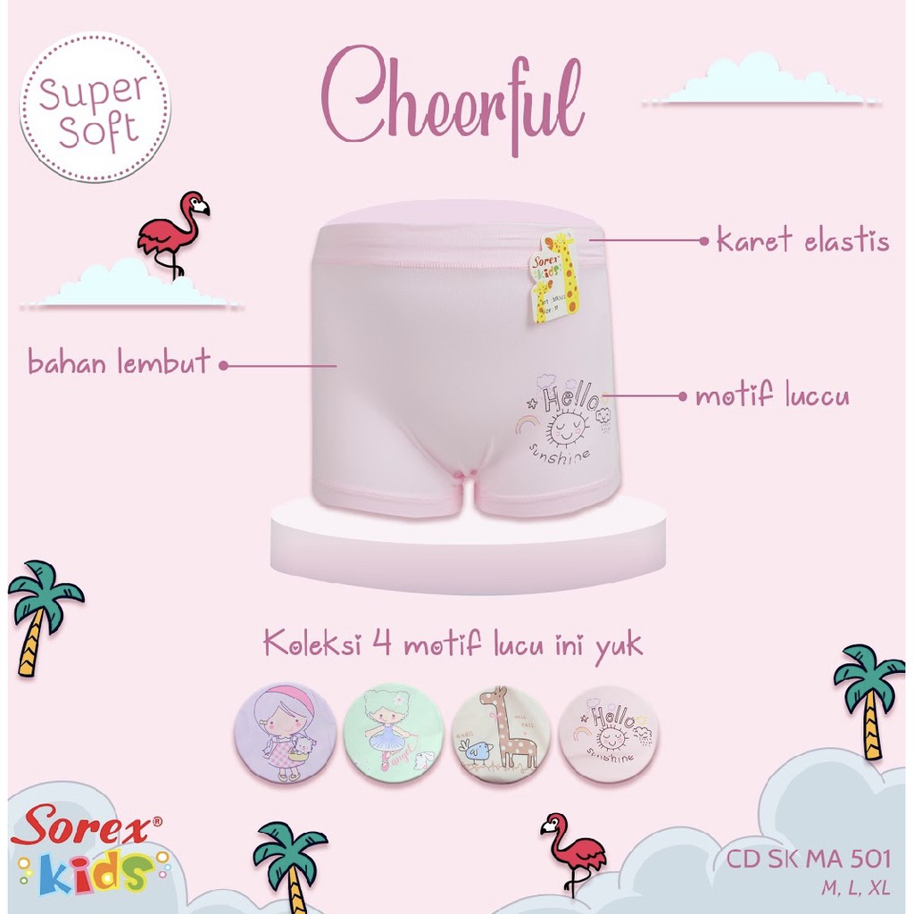 CELANA DALAM BOXER ANAK PEREMPUAN SOREX MA550 ; MA 501 ; MA 552 ; MA570 ; MA571 ; MA 502 unicorn cat kucing