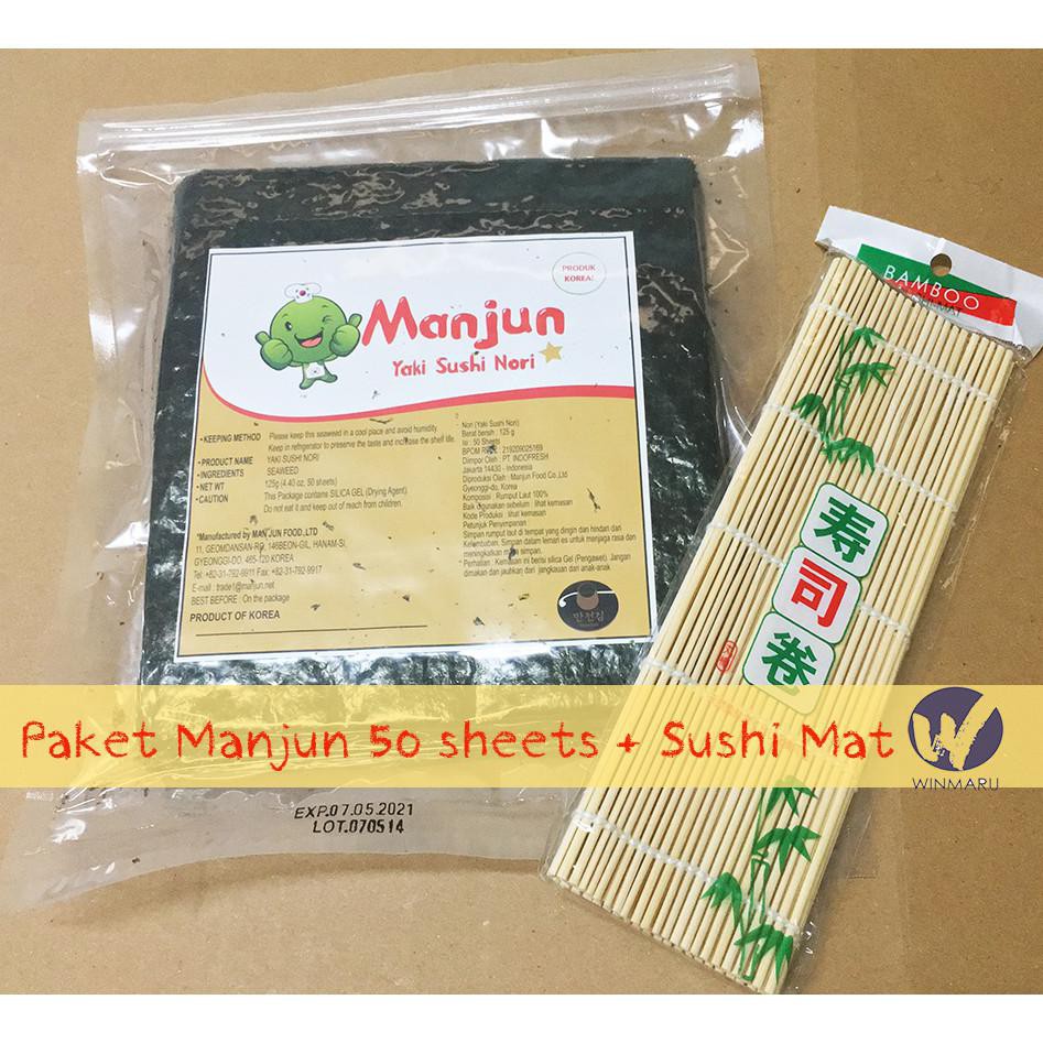 

{BISA COD} Paket Manjun yaki sushi nori 50 Sheets & Sushi Mat TERBATAS [Kode 1|Kode 2|Kode 3|Kode