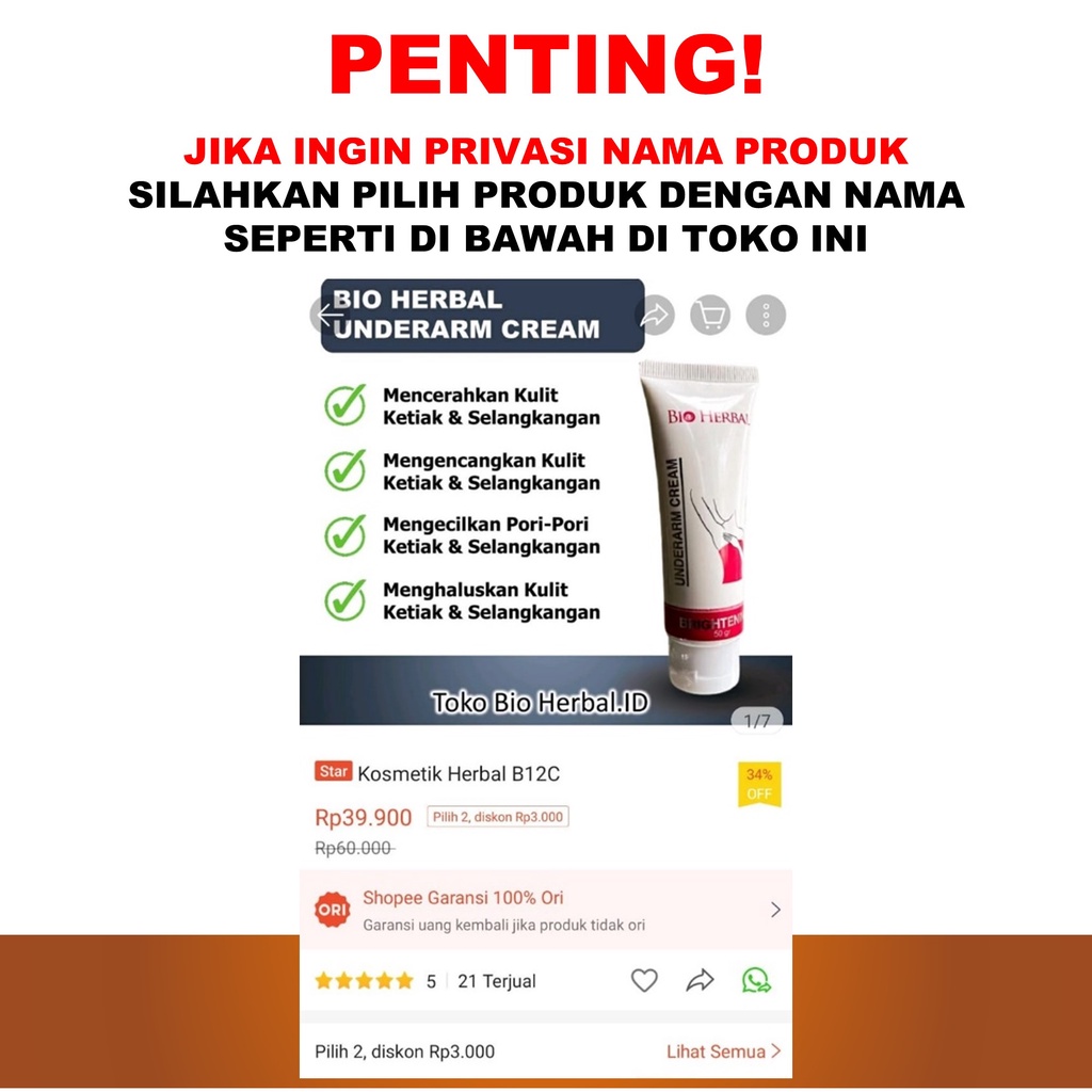 Pemutih Ketiak Ampuh Cream Pemutih Ketiak Underarm Cream Krim Pemutih Ketiak Perawatan Ketiak B12P